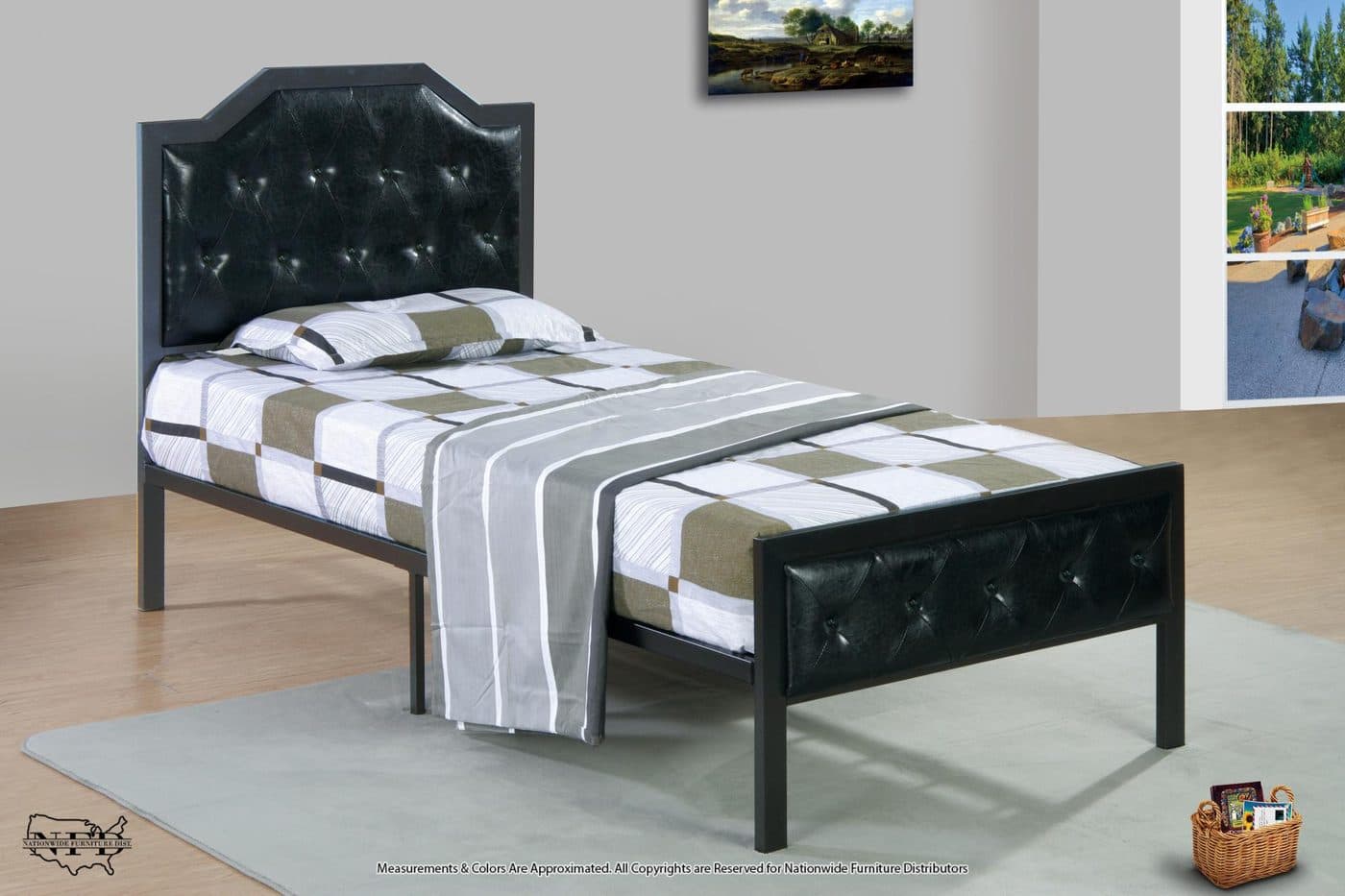 Full Black Pu Metal Bed, view 2