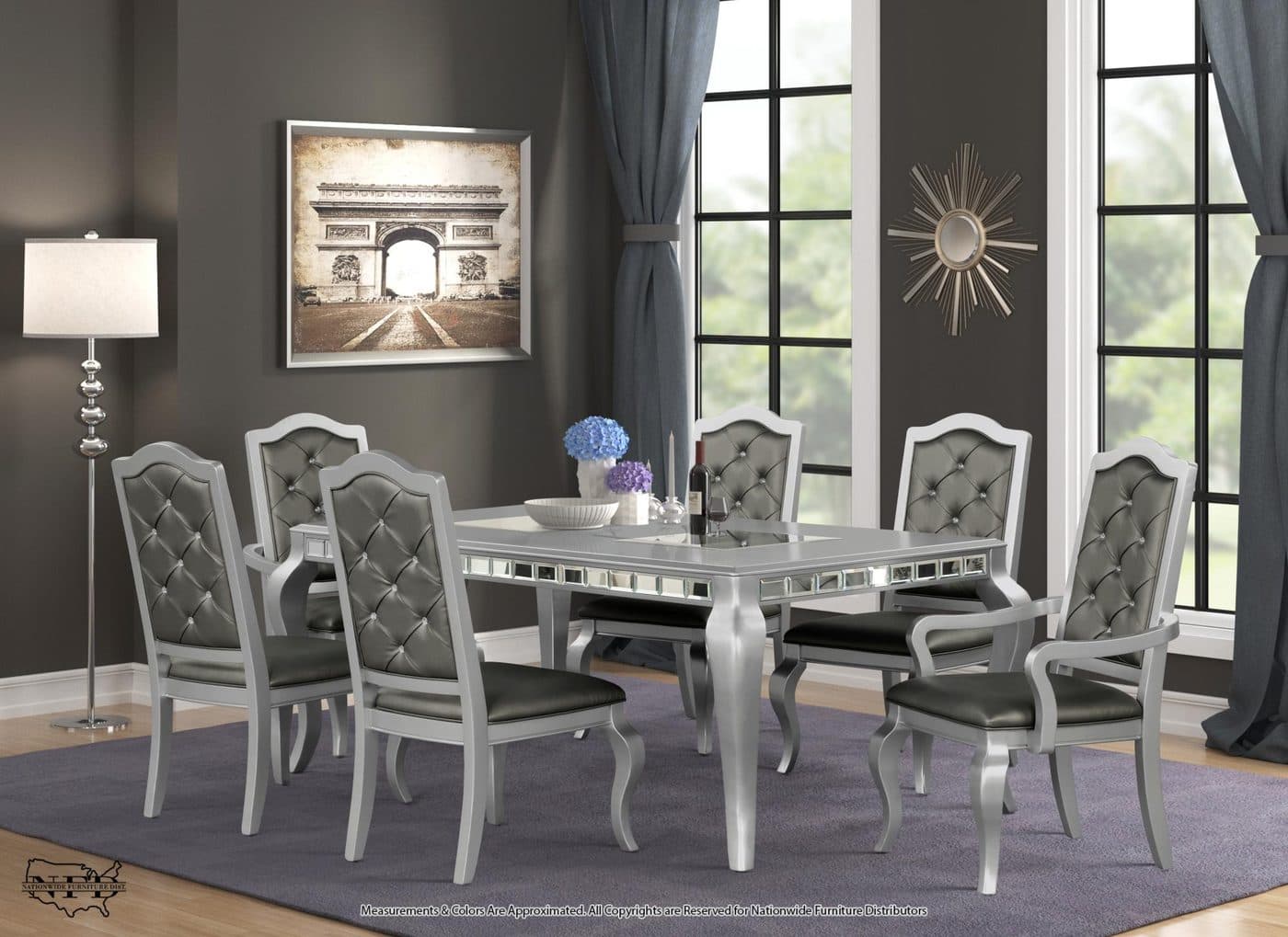 Dining Table, 4 X Side Chair and 2 X Arm Chair