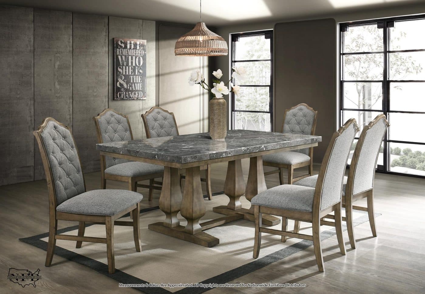 Marble Top Table and 6 X Side Chair