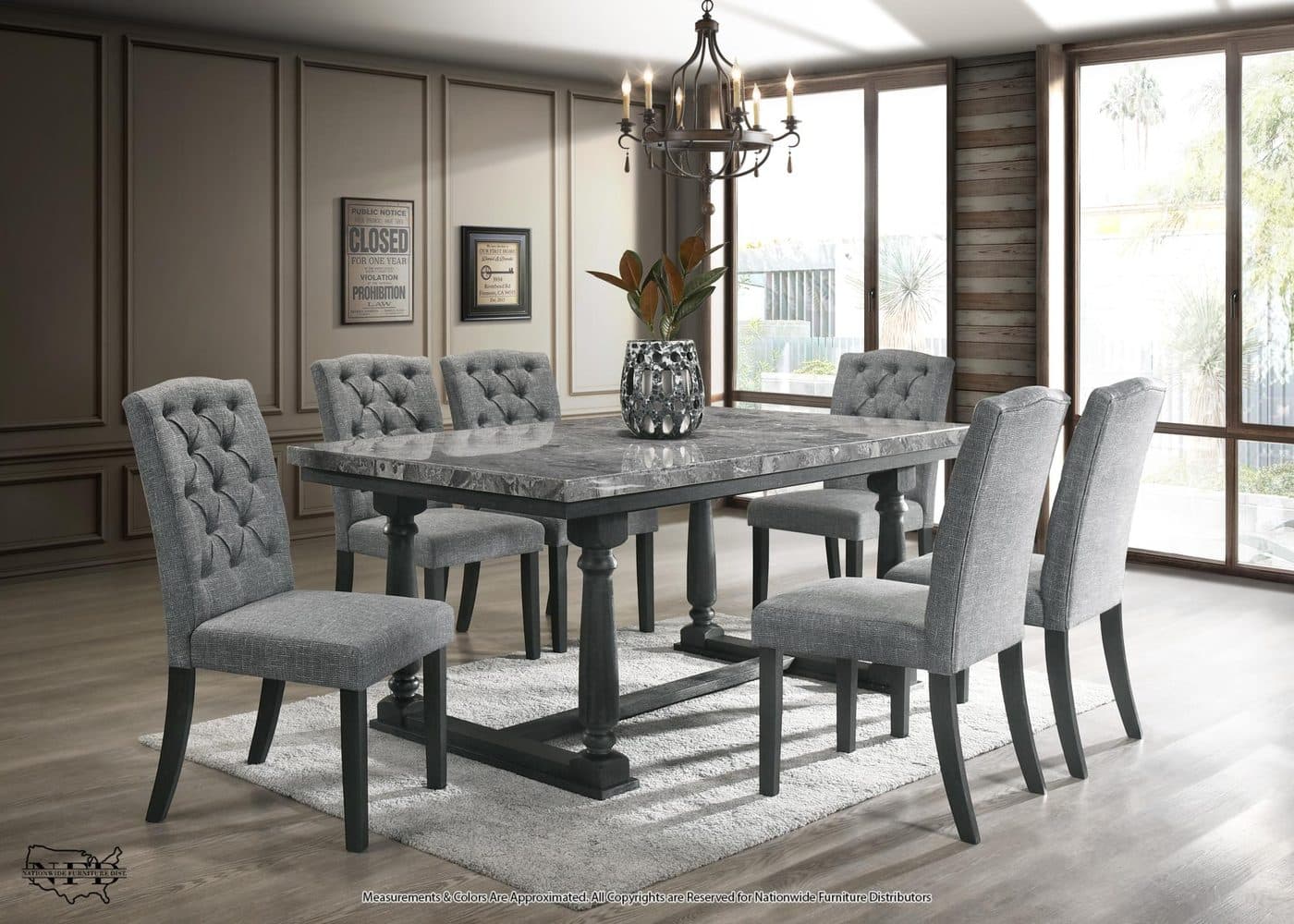 Marble Top Table and 6 X Side Chair