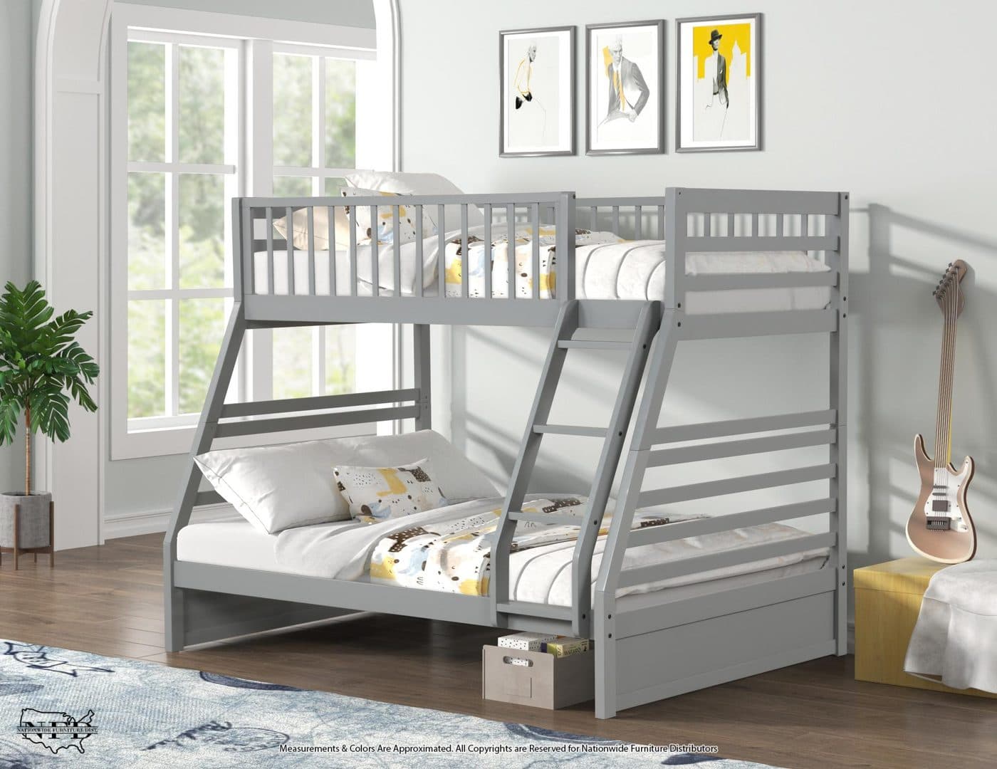 Twin / Full Wood Bunkbed