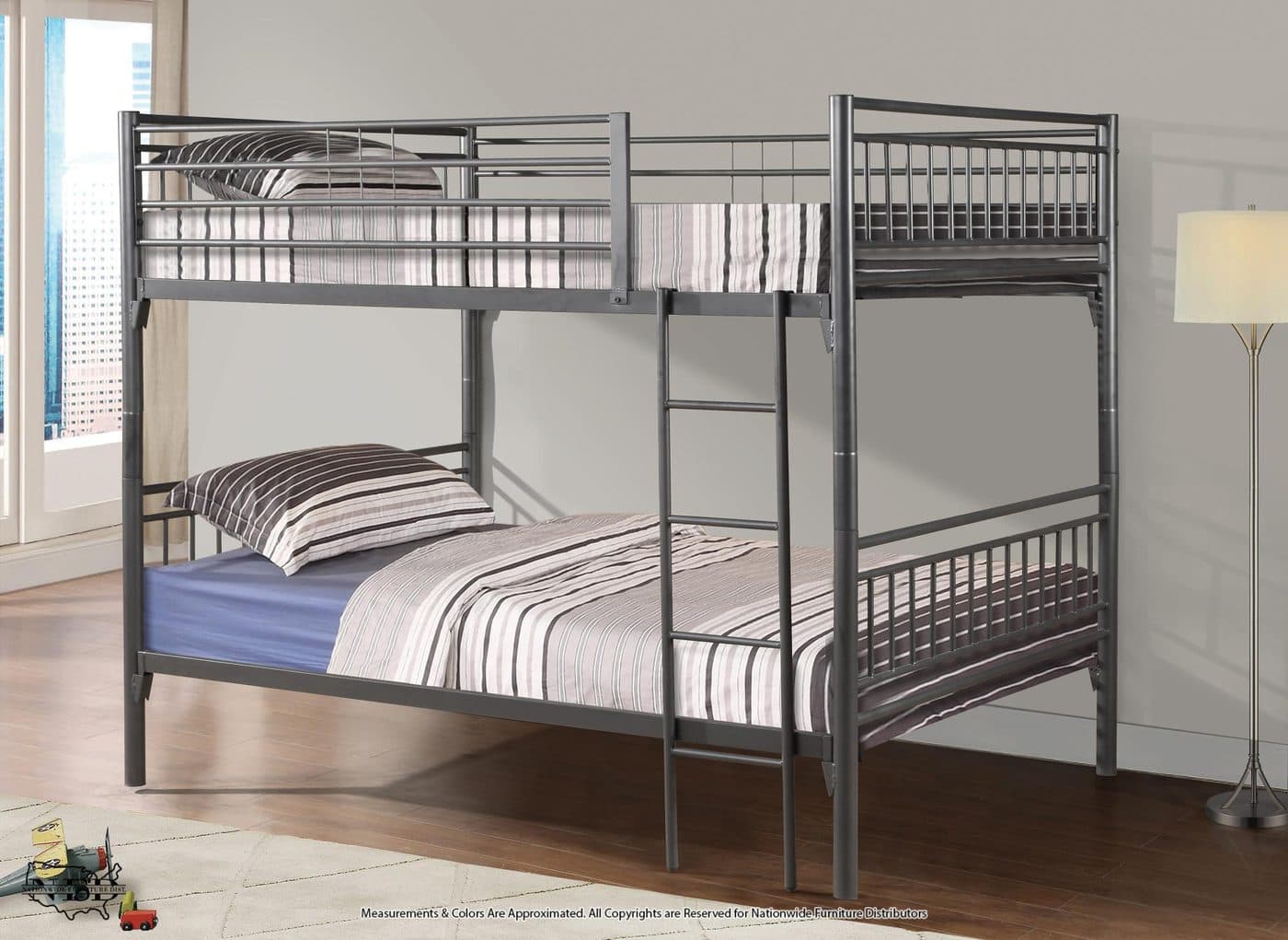 Full / Full Grey Metal Bunkbed