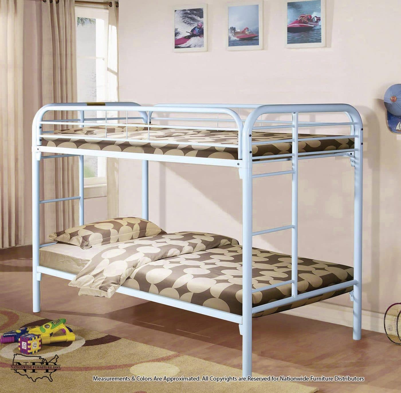 Twin / Twin White Metal Bunkbed