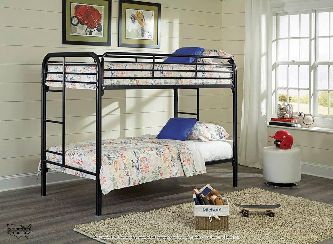 Twin / Twin Black Metal Bunkbed