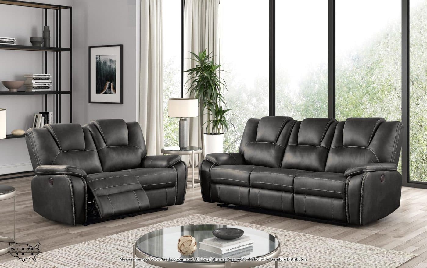 Power Reclining Sofa W/ Led Lights & Usb Type-C and Power Reclining Loves..., view 2
