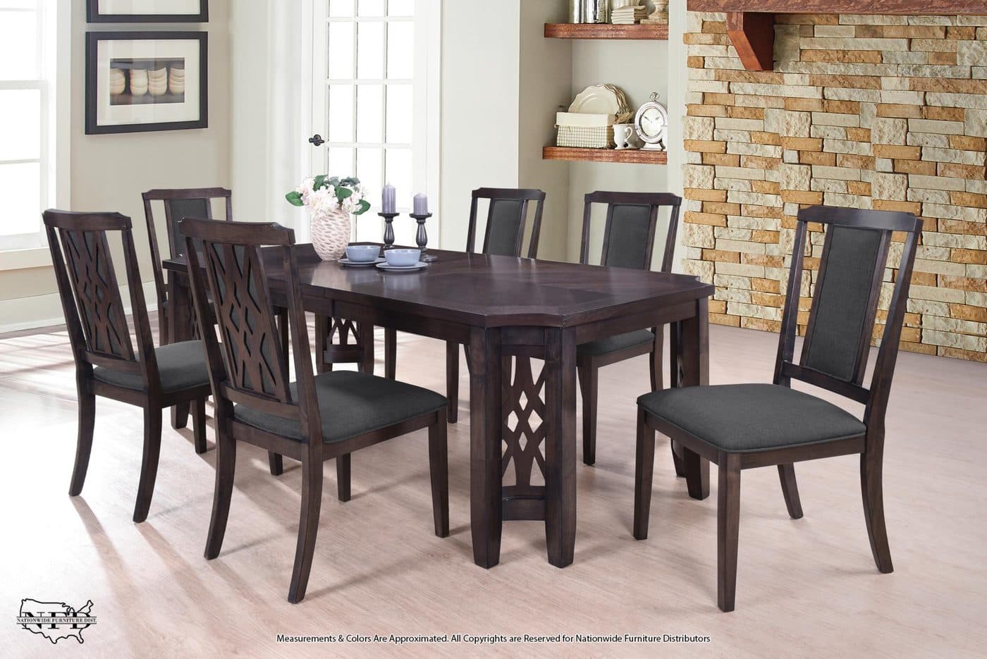 Extension Leaf Antique Grey Dining Table and 6 X Side Chair, view 2