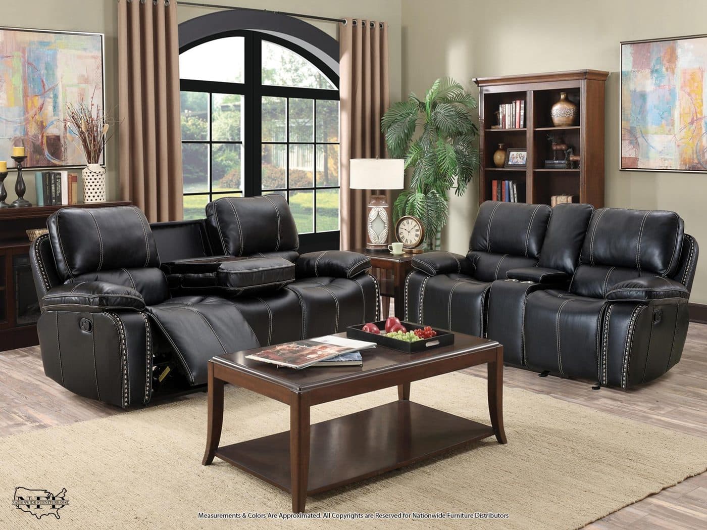 Motion Reclining Sofa W/ Drop Down Table and Motion Reclining Console Lov...