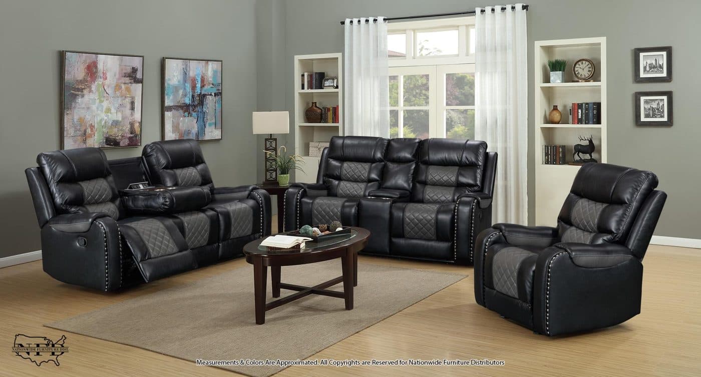 Reclining Sofa W/ Drop Table & Usb and Reclining Loveseat W/ Console & Us...