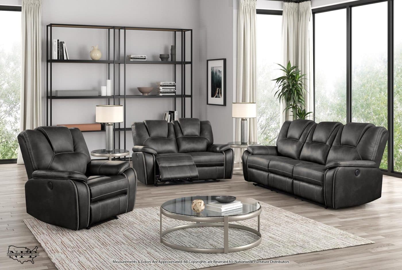 Power Reclining Sofa W/ Led Lights & Usb Type-C and Power Reclining Loves...