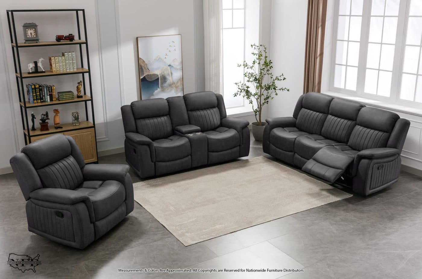 Reclining Sofa W/ Drop Table and Loveseat W/ Console & Usb, view 3