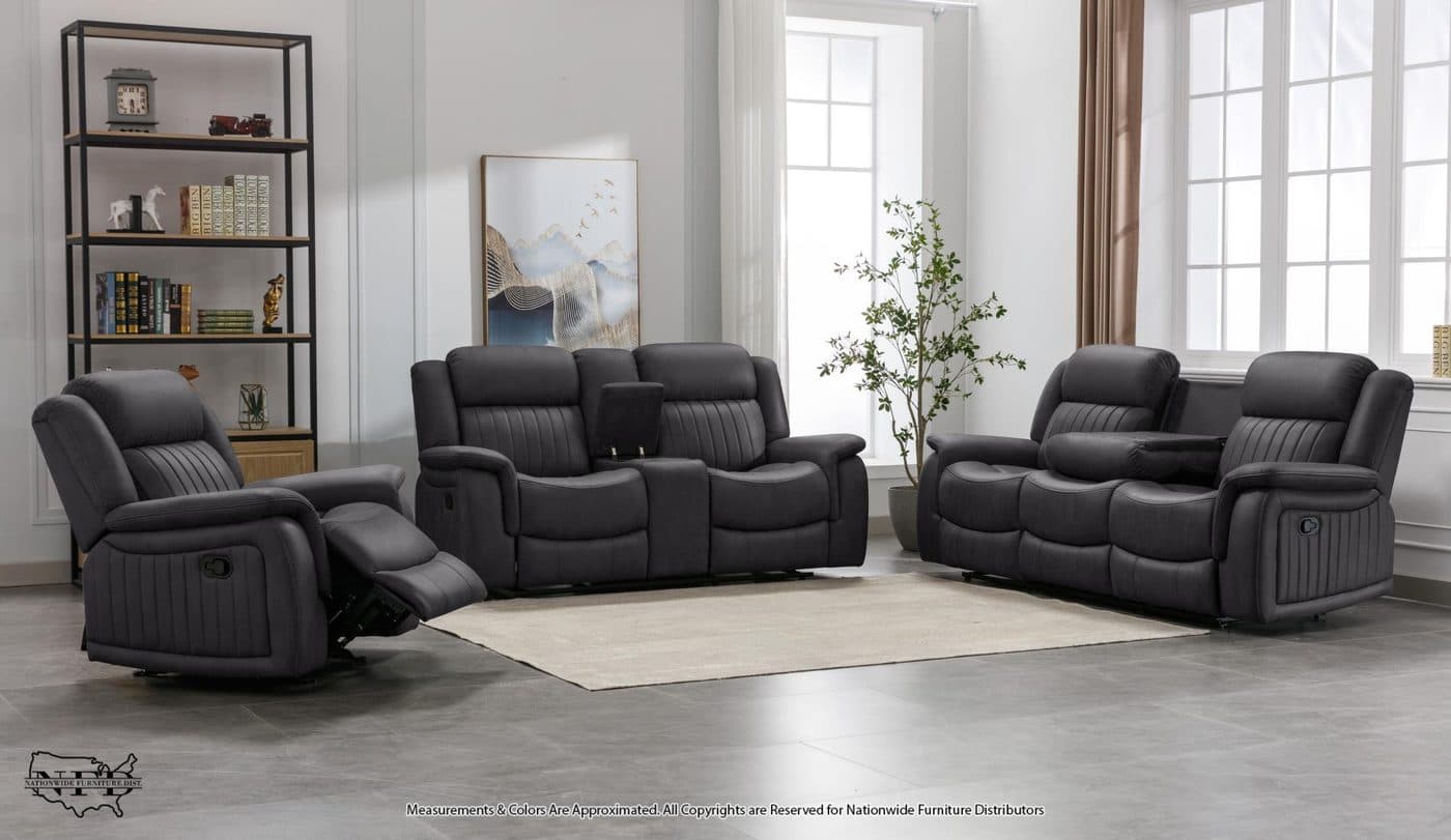Reclining Sofa W/ Drop Table and Loveseat W/ Console & Usb