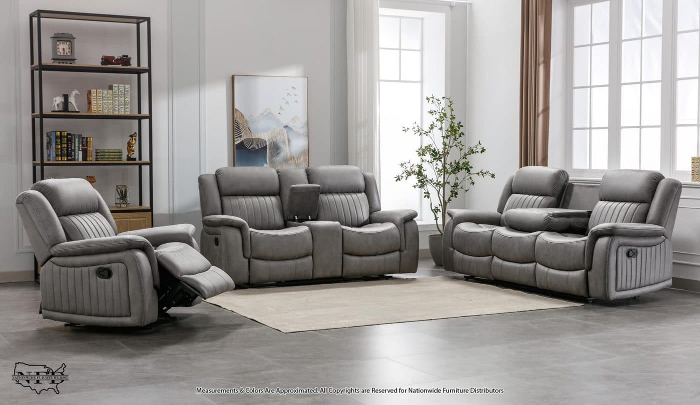 Reclining Sofa W/ Drop Table and Loveseat W/ Console & Usb