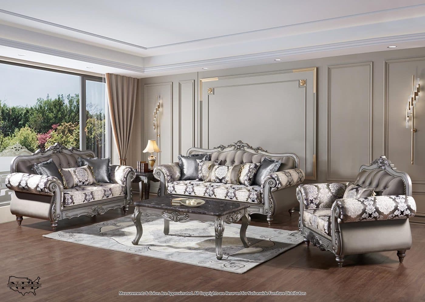 Traditional Sofa Grey and Traditional Loveseat Grey
