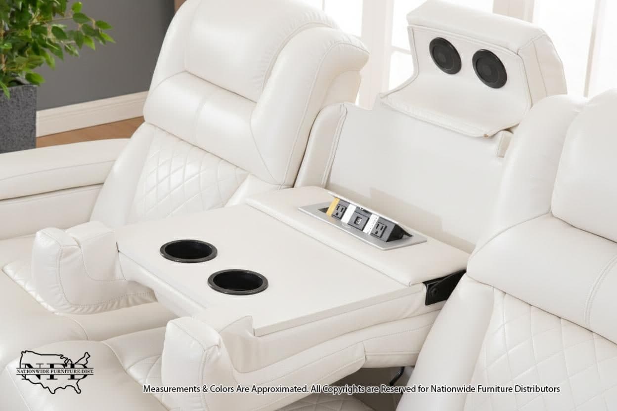 Dual Power Reclining Sofa W/ Led & Usb & Drop Down Table & Reading Lights..., view 3