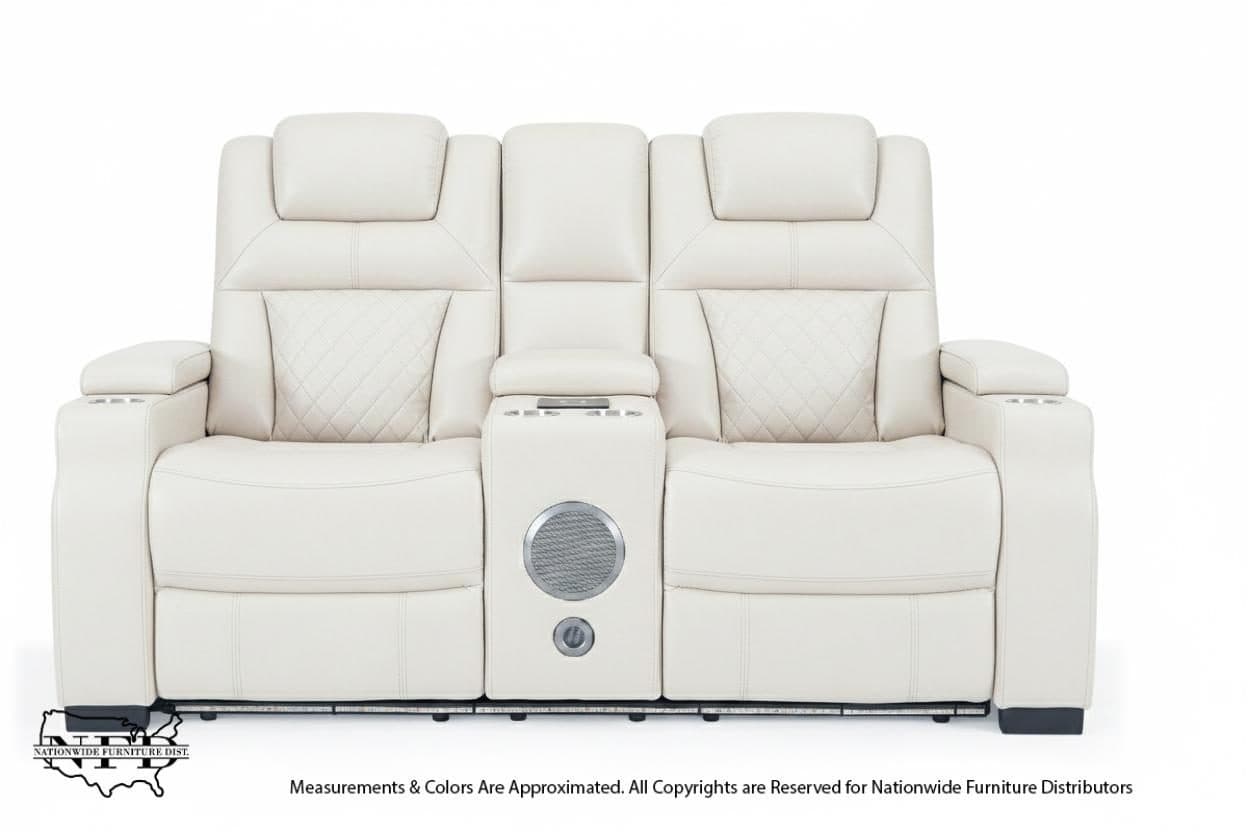 Dual Power Reclining Sofa W/ Led & Usb & Drop Down Table & Reading Lights..., view 5