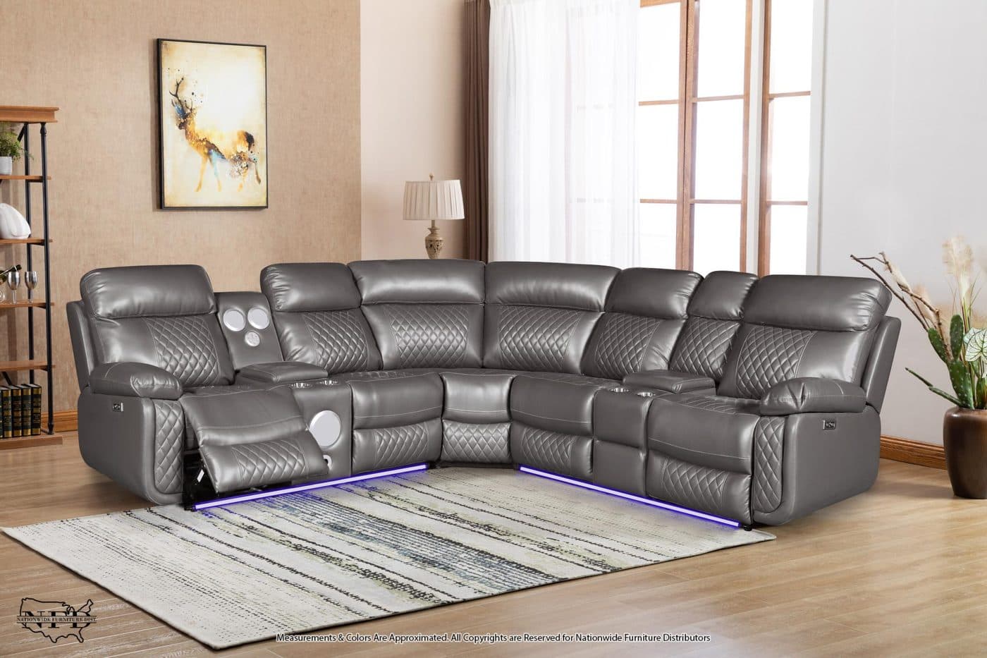 Led & Bluetooth Power Sectional W/ Usb