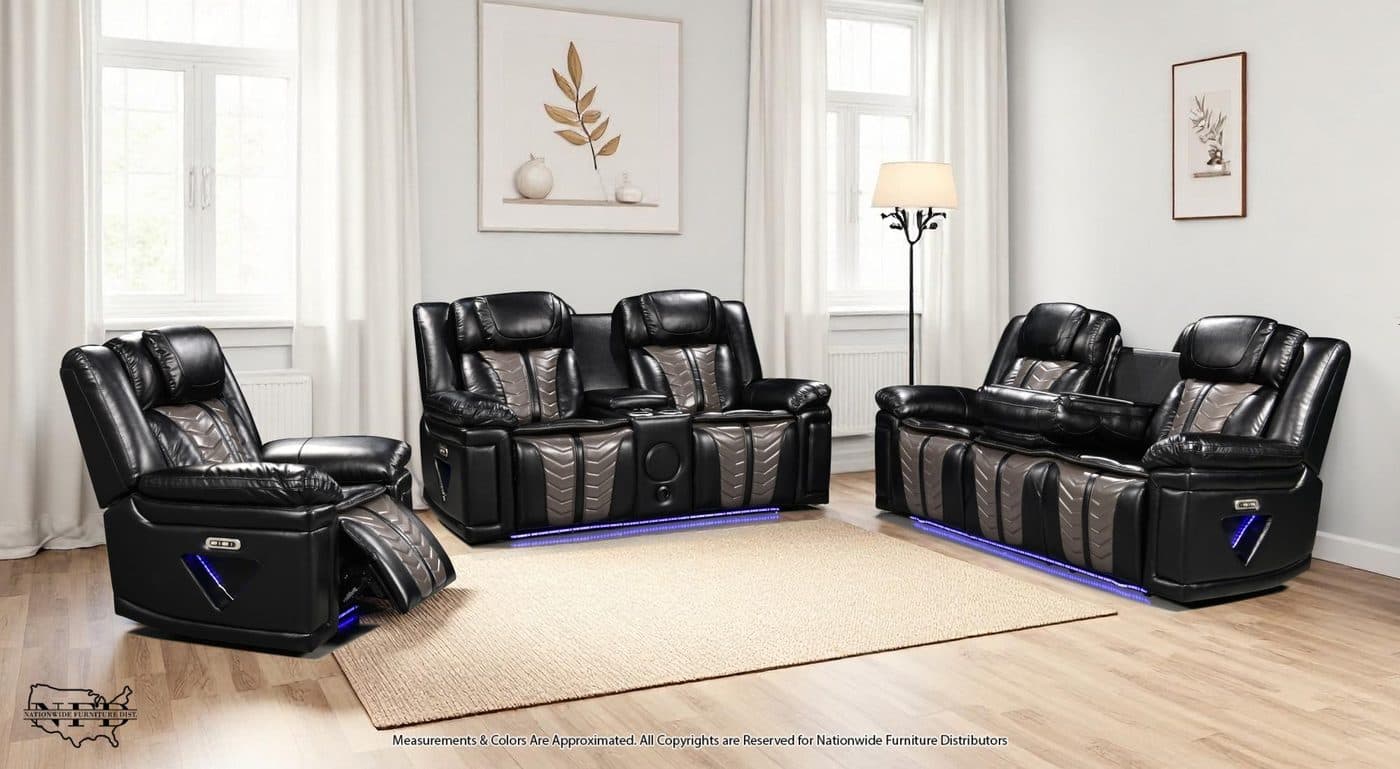 Sofa W/ Immersive Sound & Drop Table and Loveseat W/ Speaker